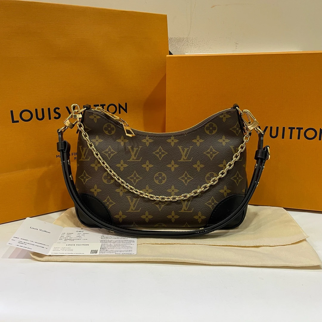 99新 LouisVuitton/路易威登 【蔡包紫】老花黑牛角