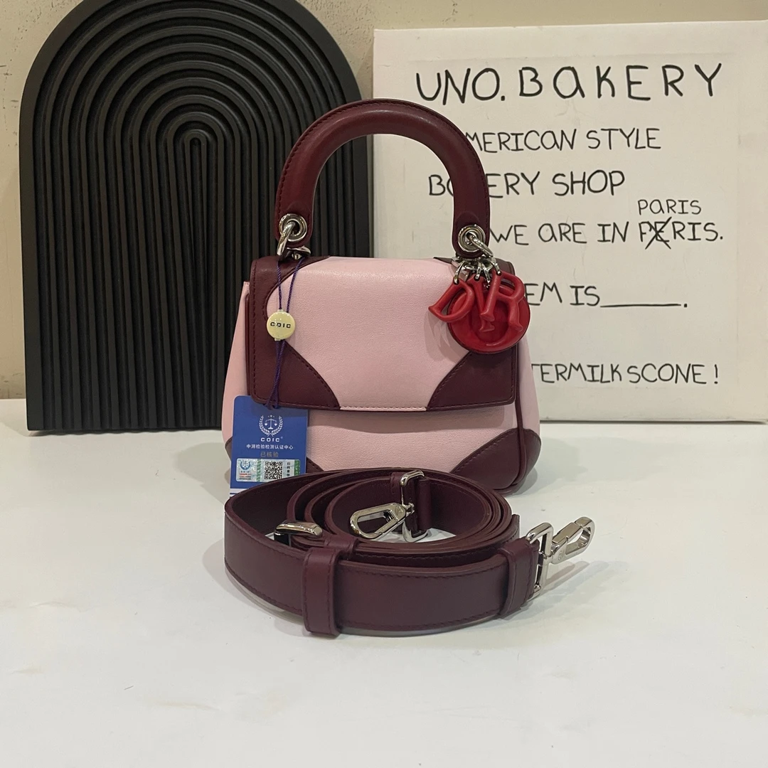 95新 DIOR/迪奥 【蔡包紫】拼色手提单肩包mini/9335280