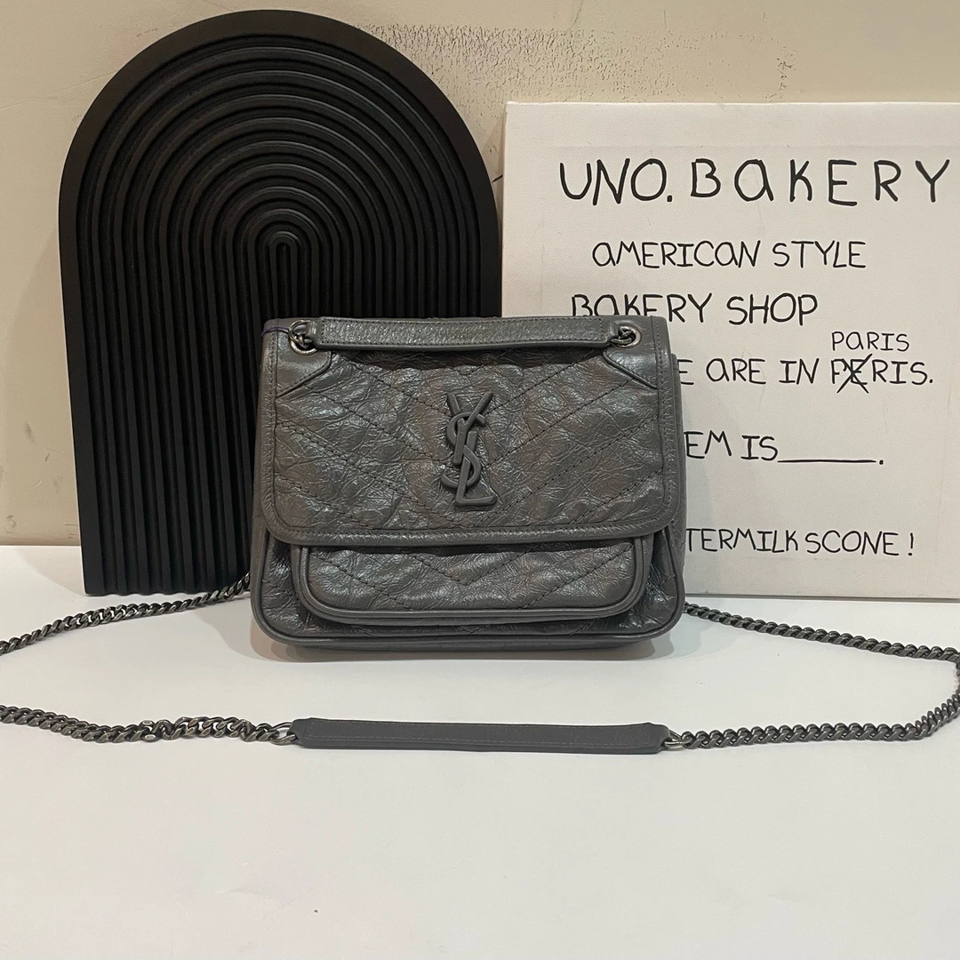 95新 YSL/圣罗兰 【蔡包紫】大象灰niki小号/7656905