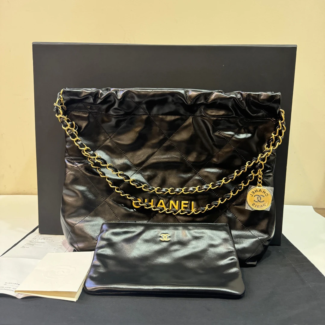 全新未使用 Chanel/香奈儿 【蔡包紫】24B黑金22bag小号/9329736