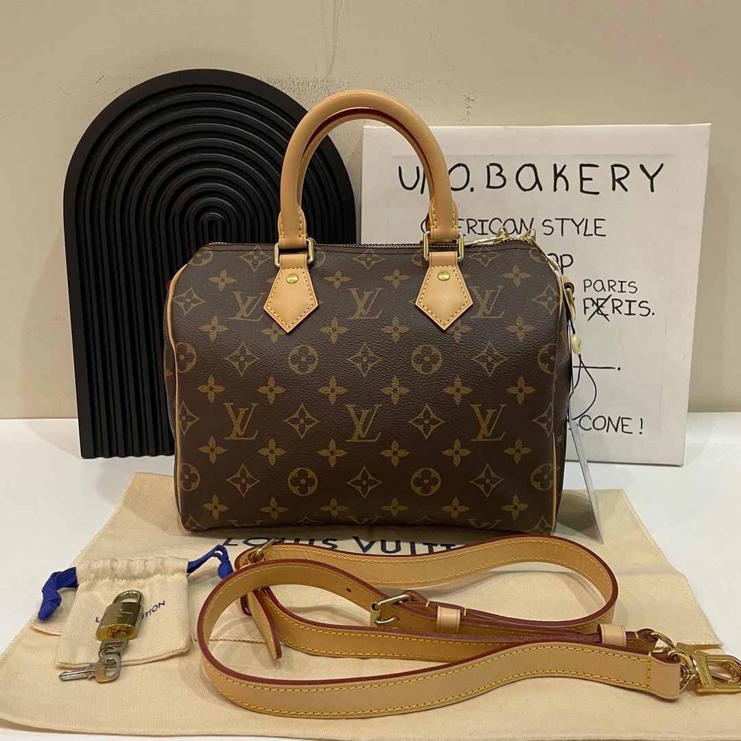 99新 LouisVuitton/路易威登 【蔡包紫】老花speedy 25