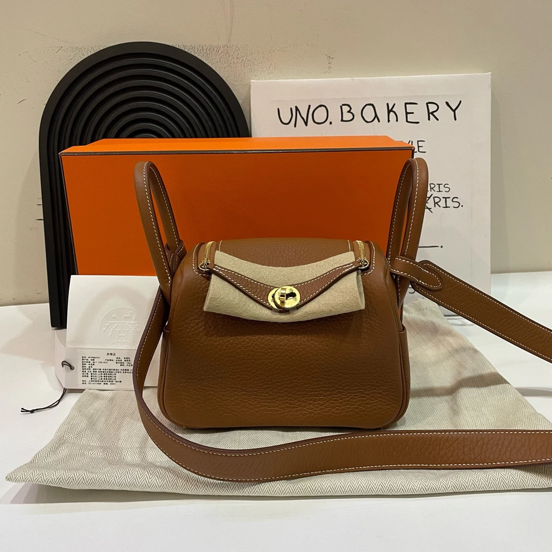 99新 Hermes/爱马仕 【蔡包紫】金棕金扣lindy mini/8417668