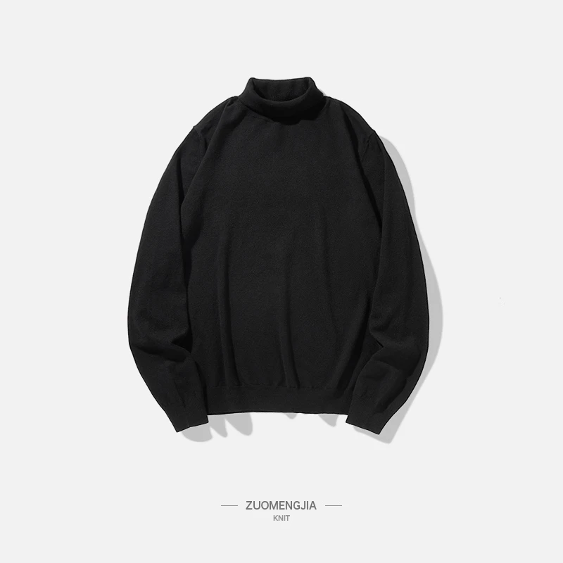 断码福利秋冬 黑色百搭打底舒适高领针织长袖毛衣 纯色男保暖圆领