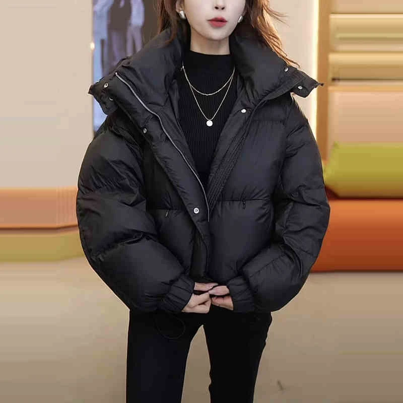 美拉德穿搭高级感棉衣棉服女小个子2024秋冬季欧货面包服短款外套