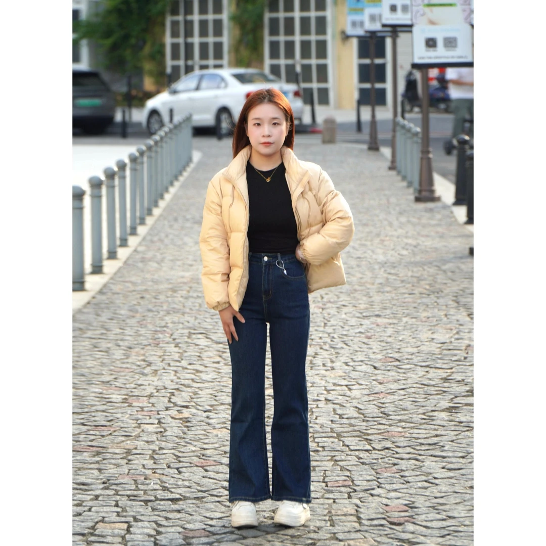 小个子微喇牛仔裤女2025春秋款深蓝色宽松显高显瘦百搭喇叭裤