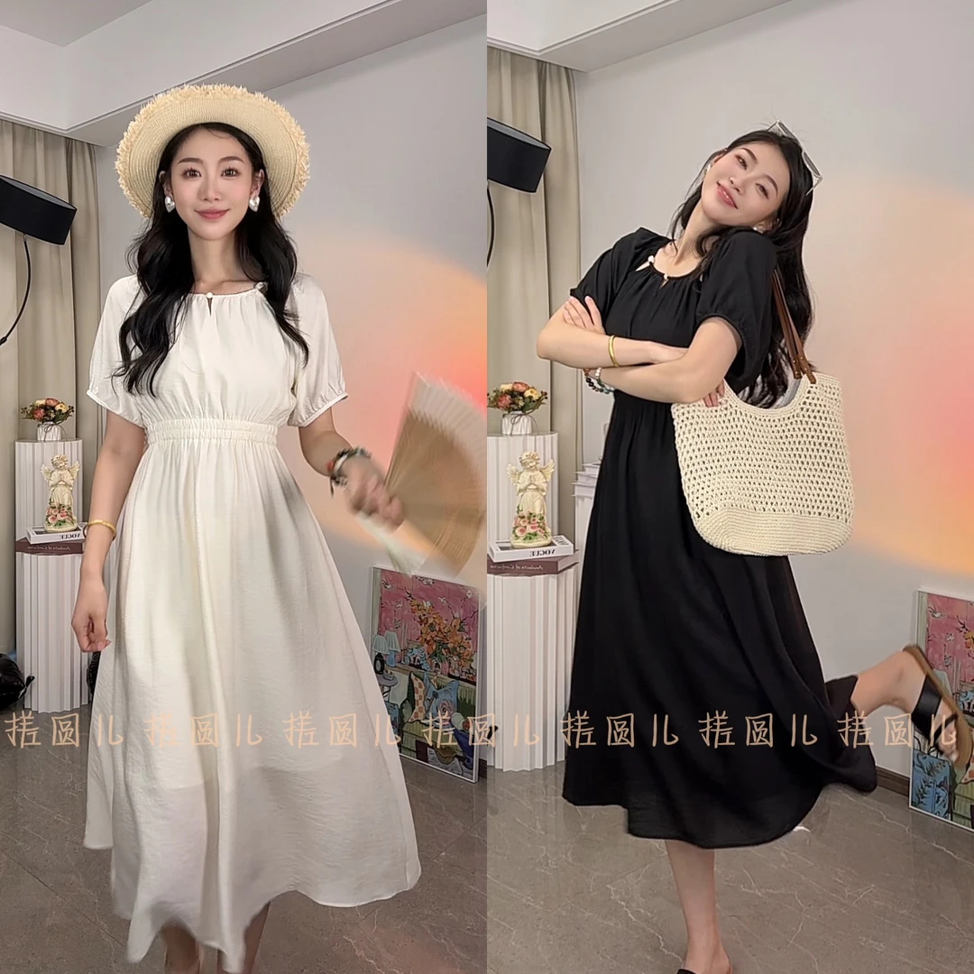 【搓圆儿专属】女装连衣裙法式泡泡袖收腰度假风连衣裙