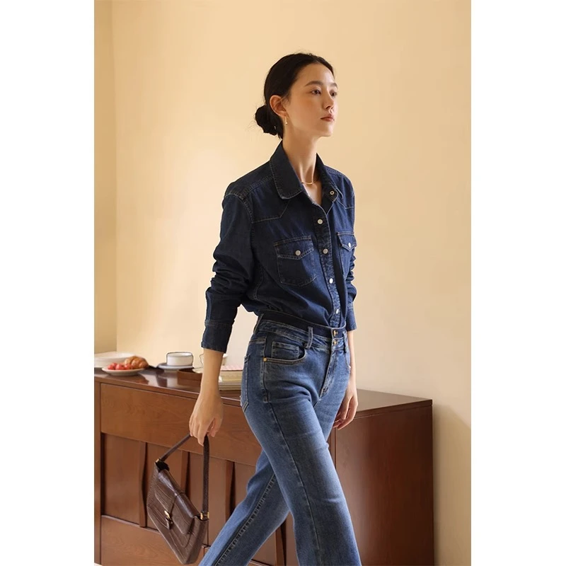 HeyDress双口袋牛仔衬衫 XS-L