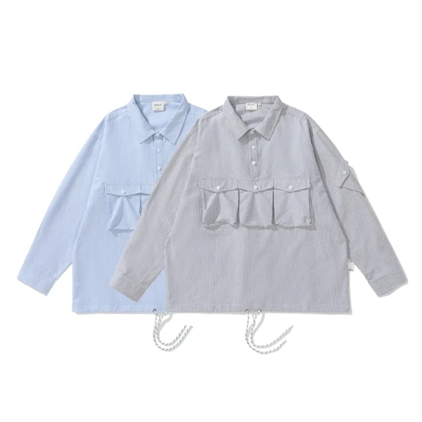 722 牛津纺条纹多口袋衬衫