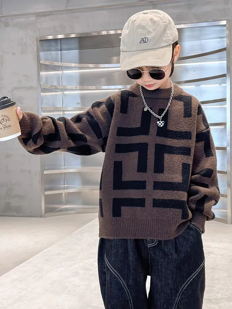 男童秋冬新款毛衣男孩打底毛线衣儿童中大童冬季加厚保暖针织衫