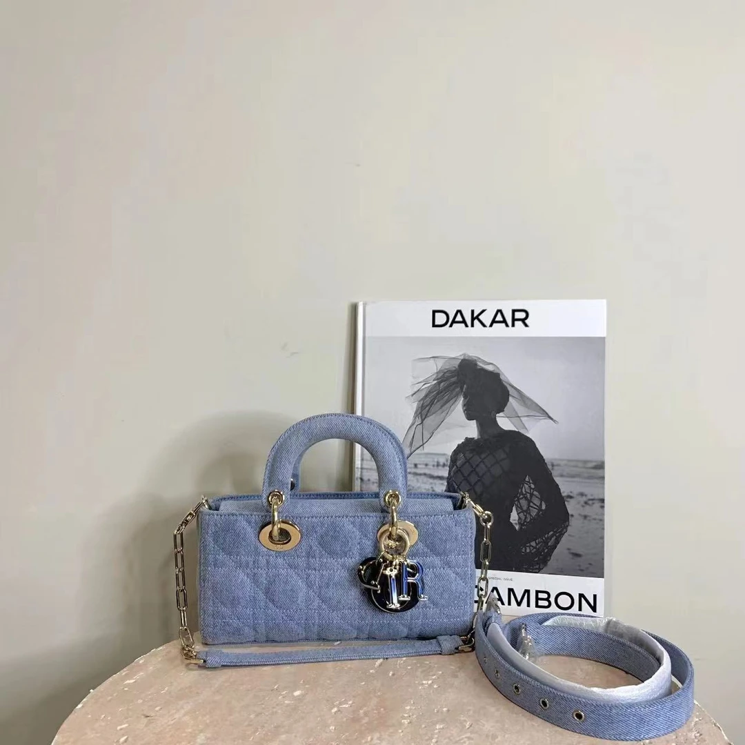 95新 DIOR/迪奥 壹臻中古/ Dior d-joy牛仔蓝横版小号 27609967