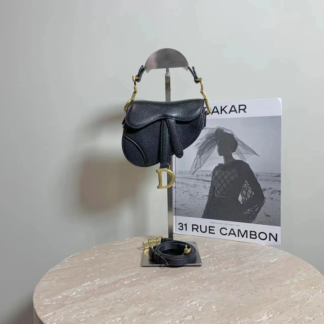 95新 DIOR/迪奥  壹臻中古/黑金mini马鞍包 64401897