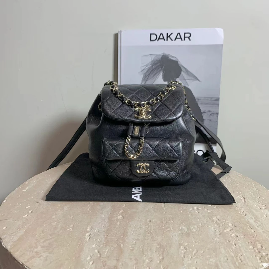 99新 Chanel/香奈儿 壹臻/黑金牛duma双肩 包小号 22509071