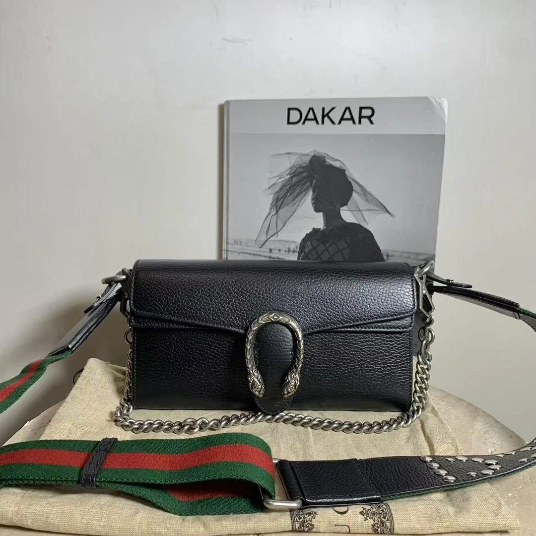 95新 GUCCI/古驰 susu/Gucci 黑色酒神法棍包 /74930140