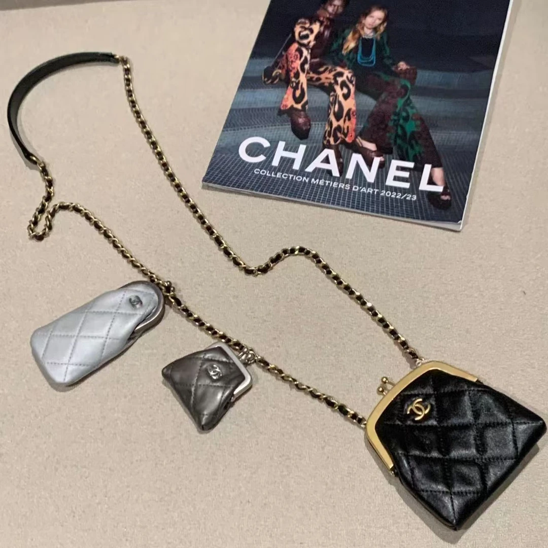 99新 Chanel/香奈儿 壹臻娇/22A黑金手工坊三合一蛙口包/24084091