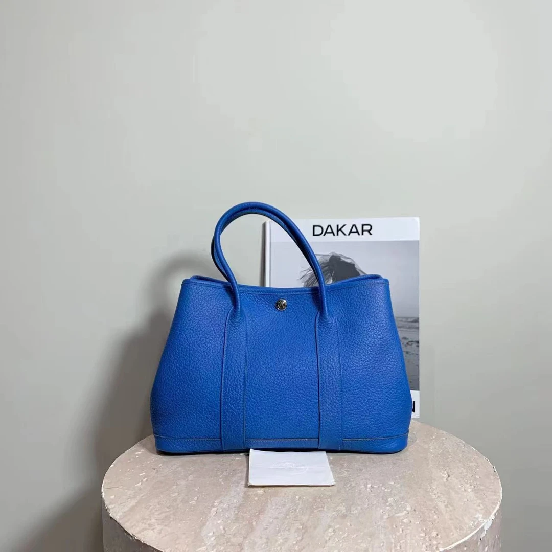 95新 Hermes/爱马仕 壹臻中古/蓝银扣花园30 框Q 48454263