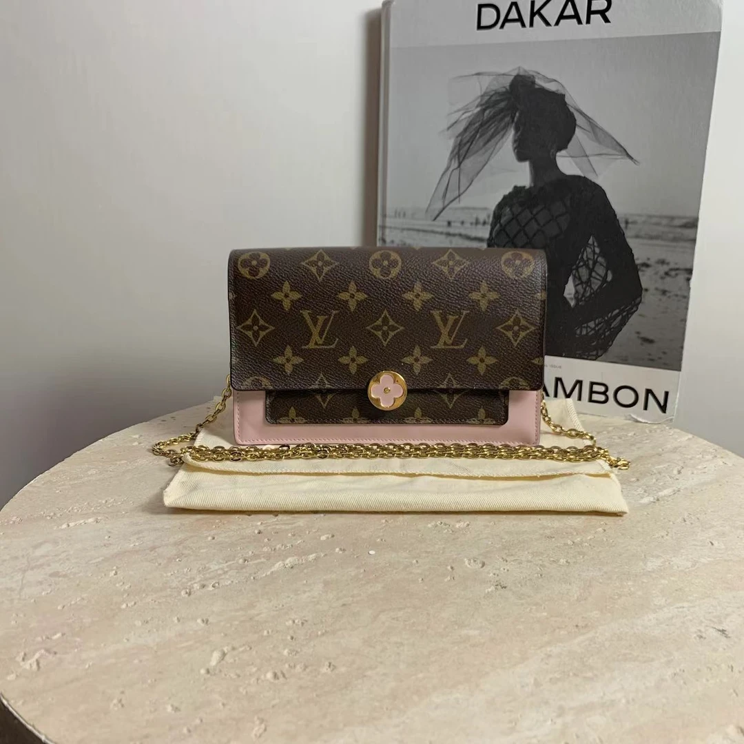99新 LouisVuitton/路易威登 壹臻/老花拼粉花朵链条包 85506835