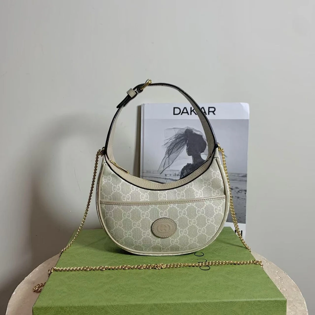 99新 GUCCI/古驰 壹臻susu/99新 Gucci 燕麦色半月包 70383696