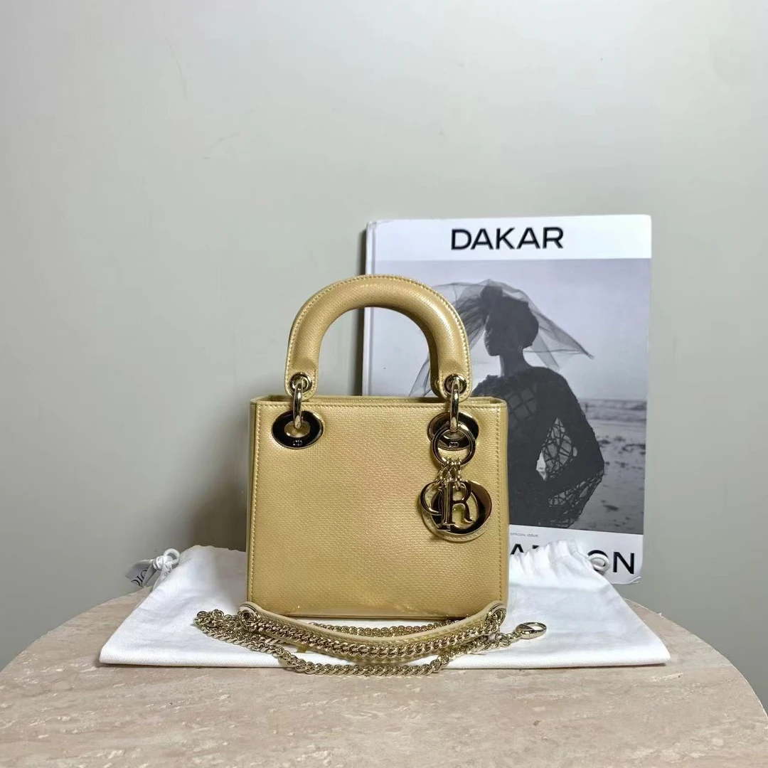 99新 DIOR/迪奥 壹臻中古/dior奶茶色三格戴妃包 dx1826