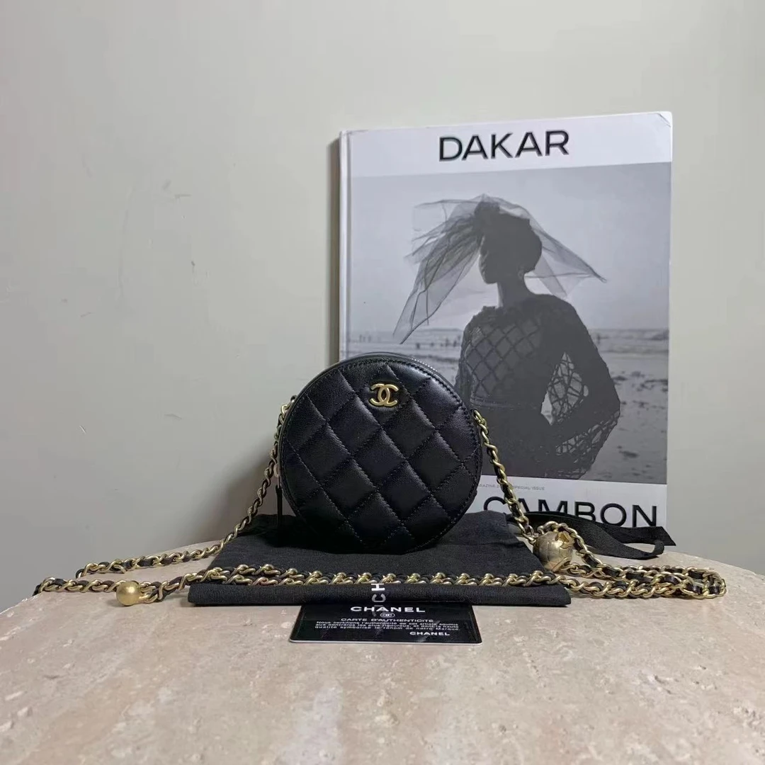 95新 Chanel/香奈儿 壹臻中古/22C黑金羊金球小圆 饼 31开 dx1800