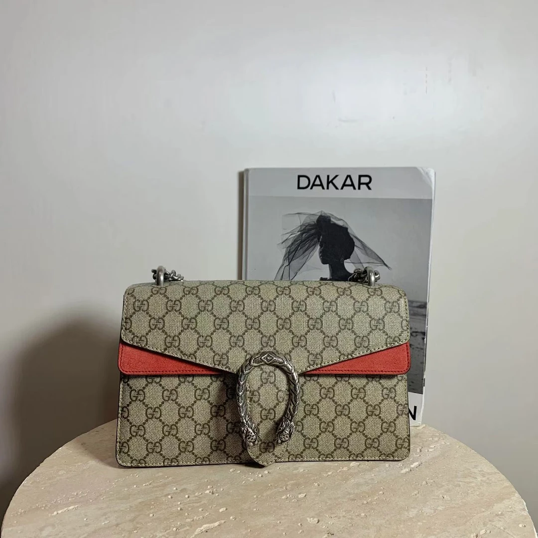 95新 GUCCI/古驰 壹臻susu/老花拼红酒神中号单肩包 38735166