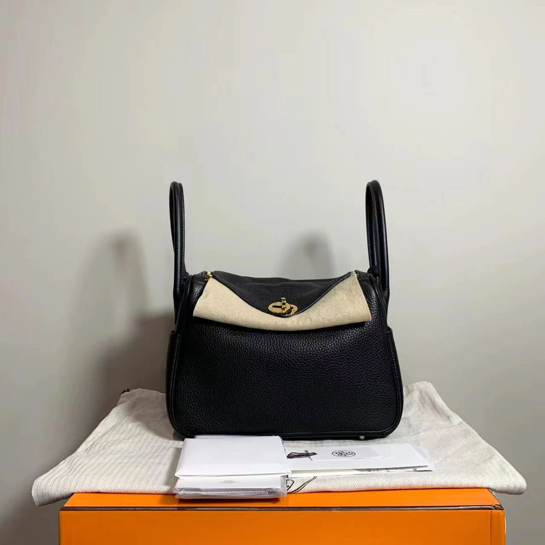 95新 Hermes/爱马仕 壹臻中古/ 黑金lindy26斜挎包D刻 56021763