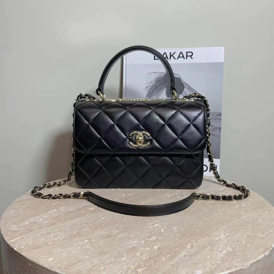 95新 Chanel/香奈儿 壹臻中古/22S黑金浮雕trendycc小号 79068618