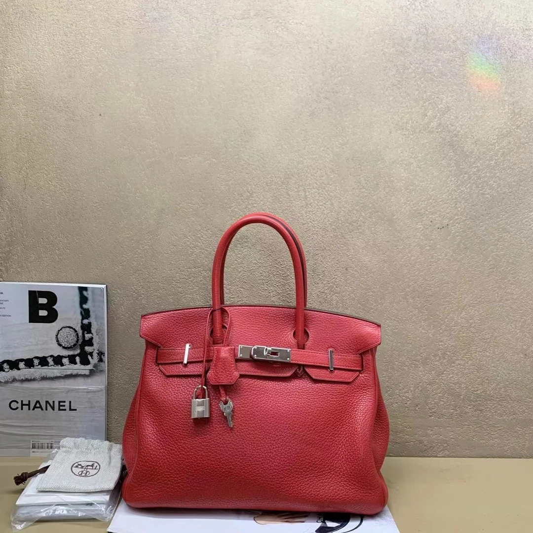 95新 Hermes/爱马仕  壹臻中古/红色银扣 birkin30 87152371