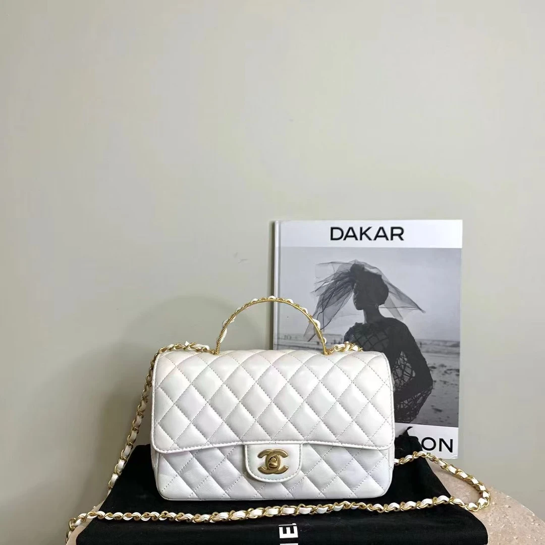 99新 Chanel/香奈儿 壹臻中古/23K白金羊手柄cf中号 50948802