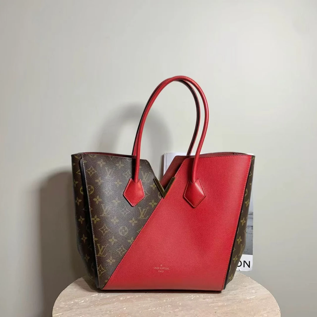 95新 LouisVuitton/路易威登  壹臻/老花拼红单肩包tote73973339