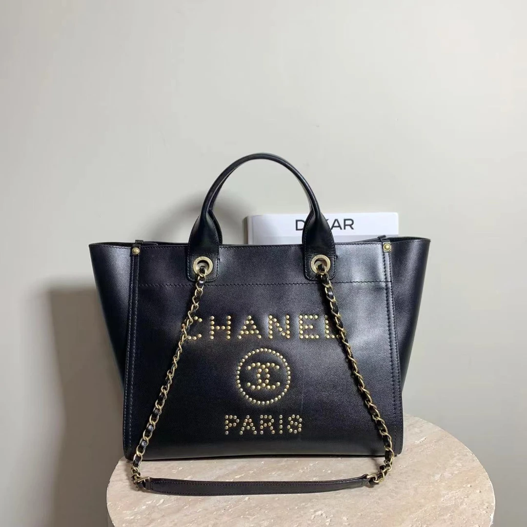 95新 Chanel/香奈儿 壹臻中古/28开 黑金沙滩包 /42257928