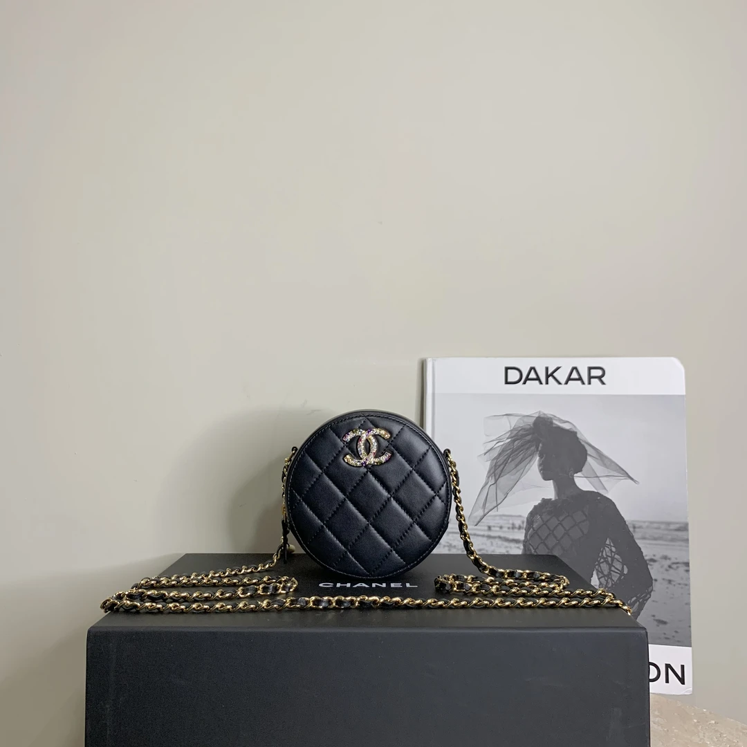 95新 Chanel/香奈儿  壹臻中古/30开 黑金彩钻圆饼包/30786159