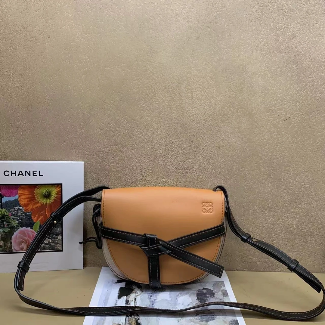 95新 LOEWE/罗意威 壹臻中古/焦糖色拼粗花呢gate小号 72427716
