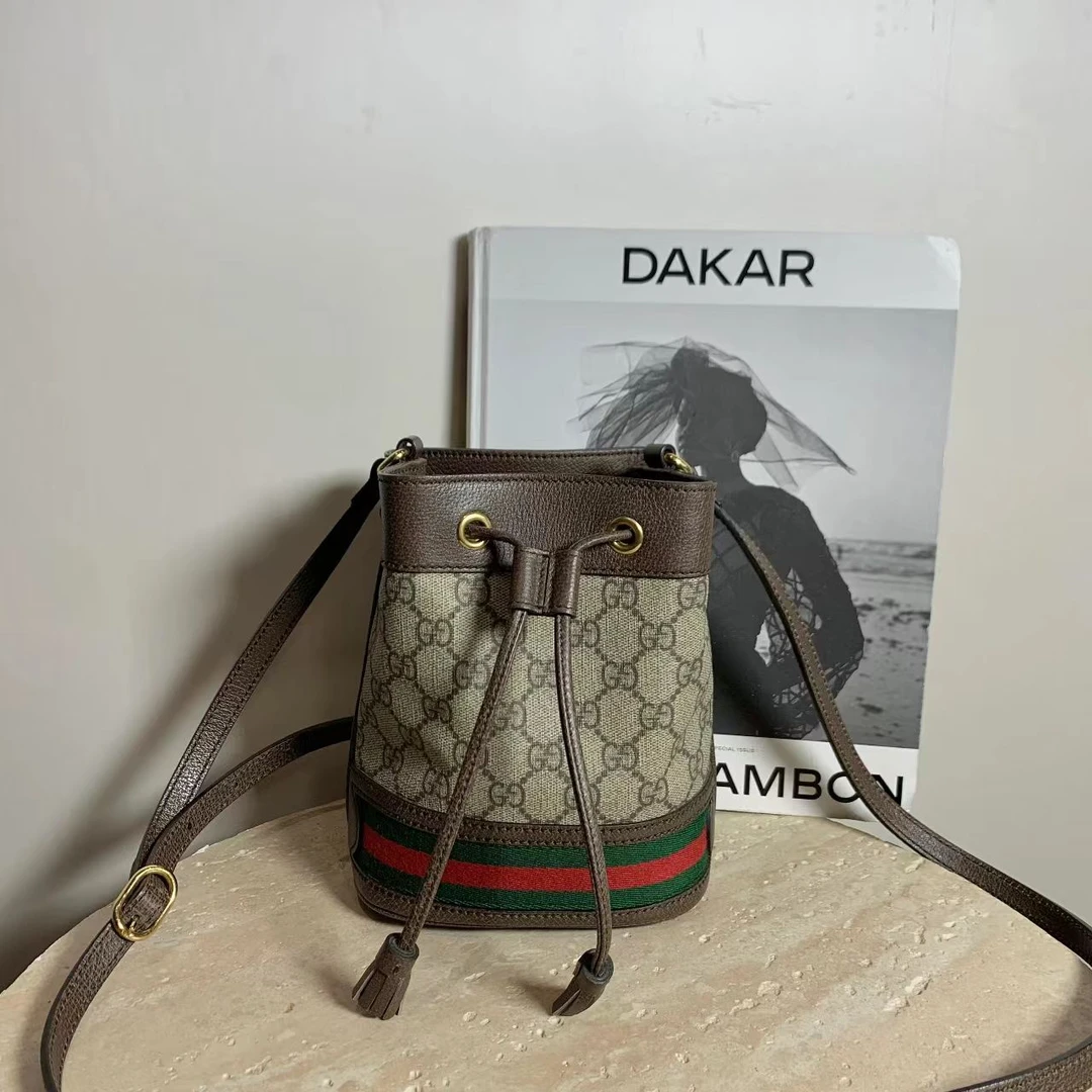 95新 GUCCI/古驰 壹臻susu/老花op水桶包mini 90608099