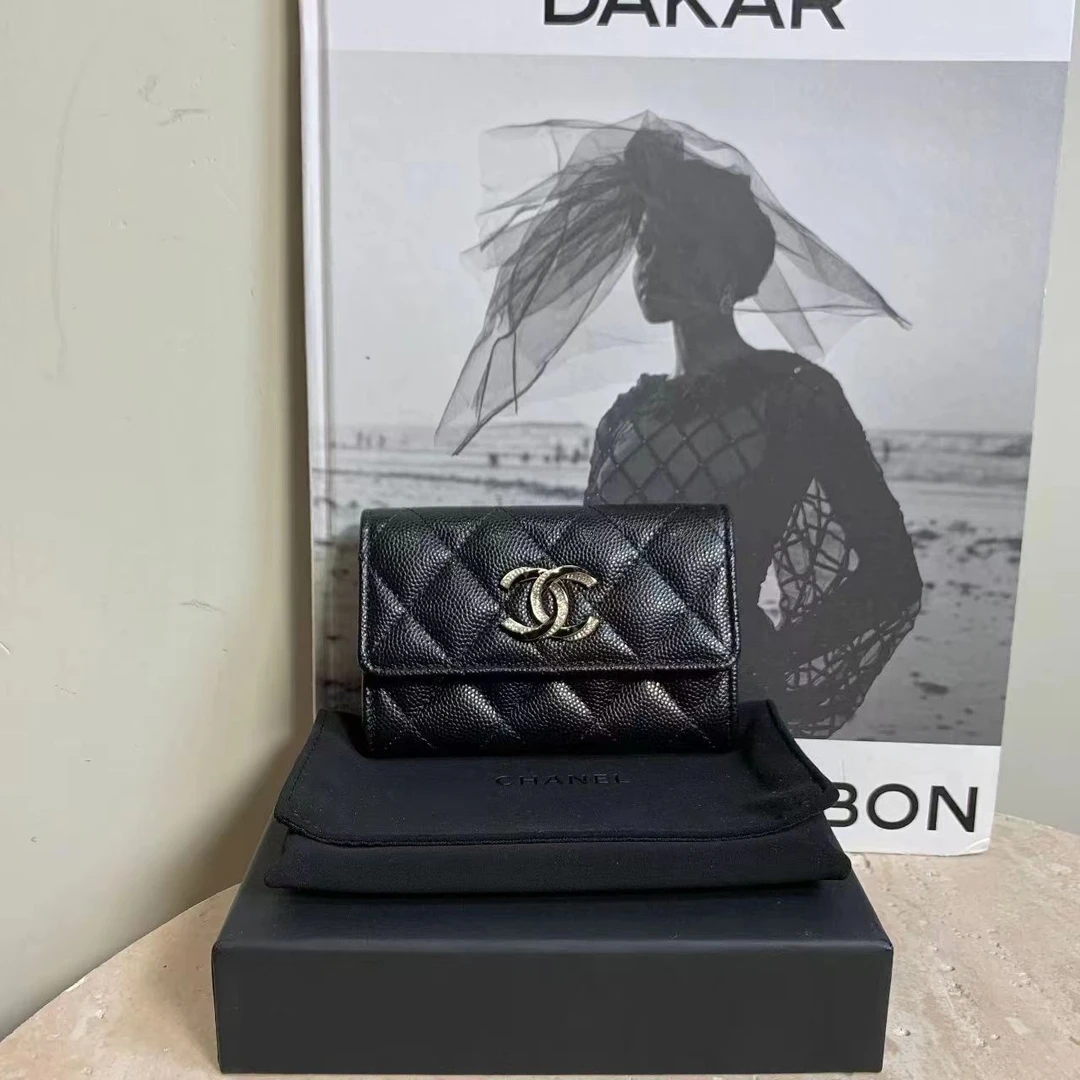 95新 Chanel/香奈儿 壹臻中古/黑色珐琅双C卡包/26772506