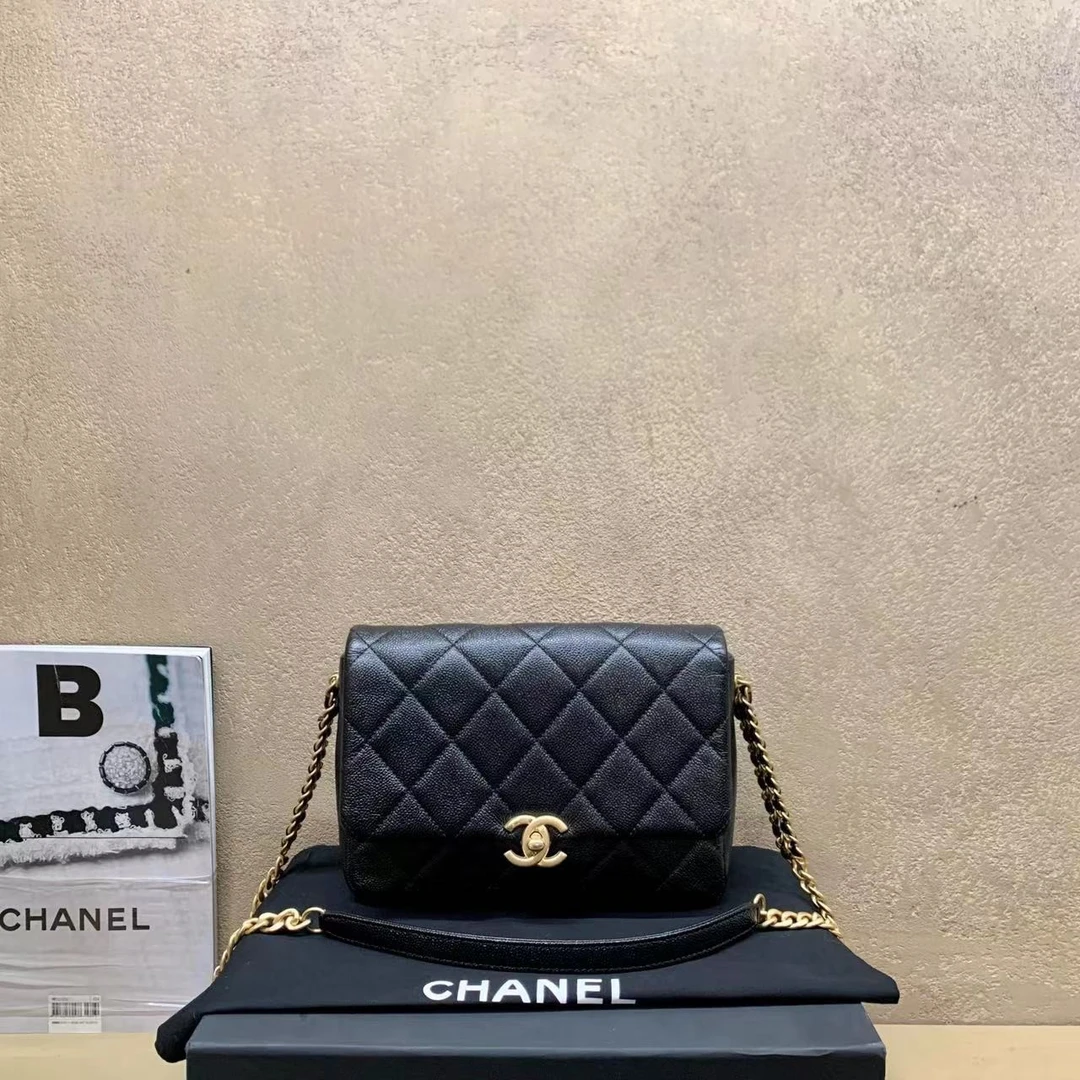 95新  壹臻中古/chanel22p黑金牛大方胖/ 44362375