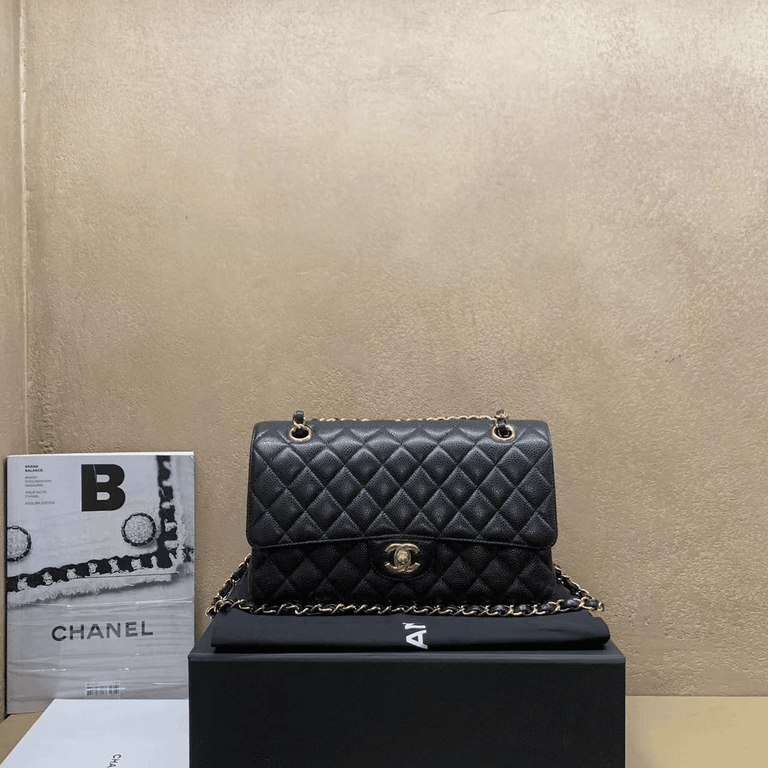 95新  壹臻中古/Chanel黑金荔枝牛cf中号 26开 36480729