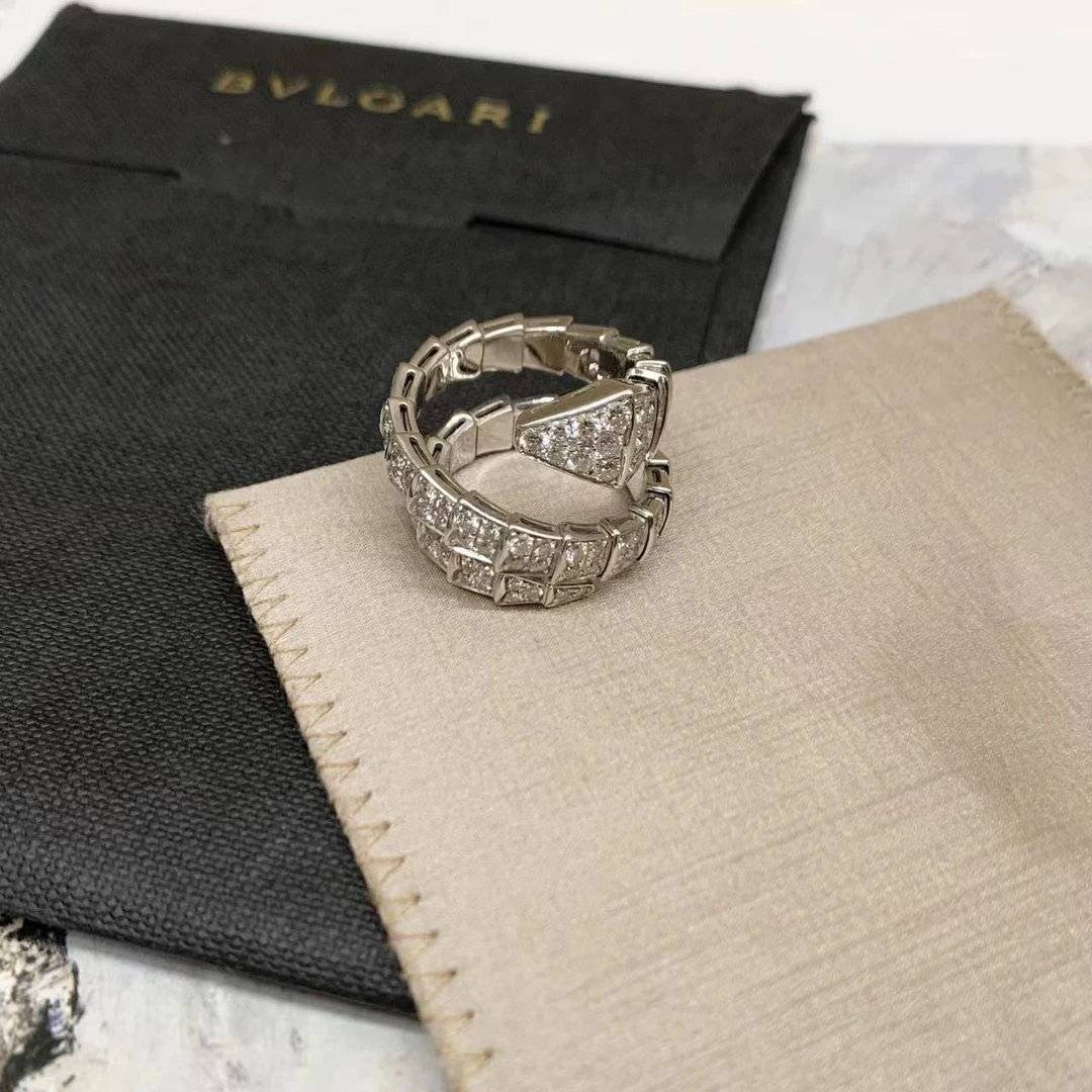 99新 BVLGARI/宝格丽 壹臻中古/白金满钻三环戒指L码94609095