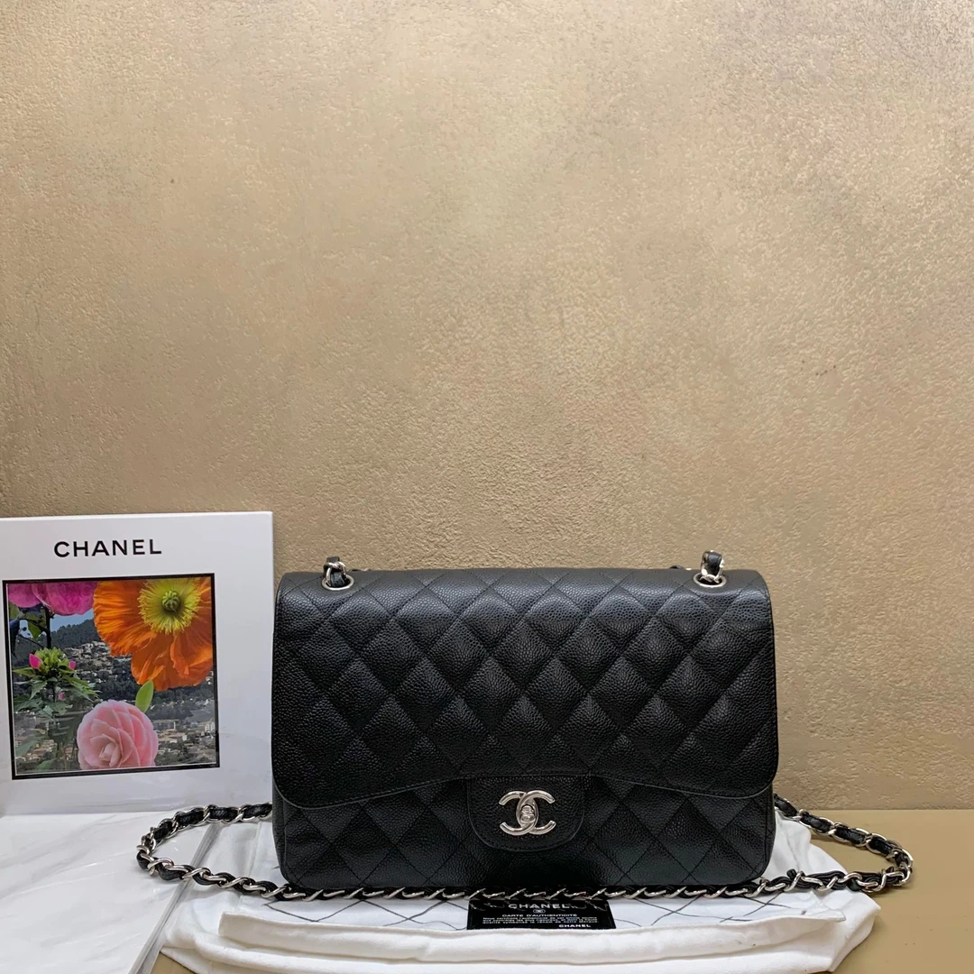 95新 Chanel/香奈儿 壹臻中古/Chanel黑银荔枝牛iumb22开51918568