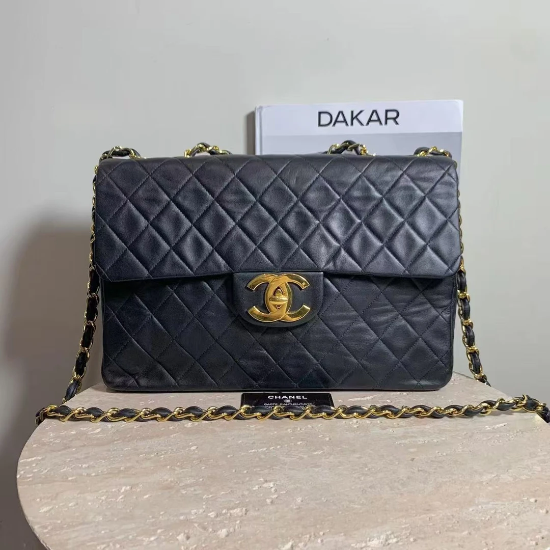 95新 Chanel/香奈儿 壹臻中古/黑金贝嫂34 2开 单肩包20306582
