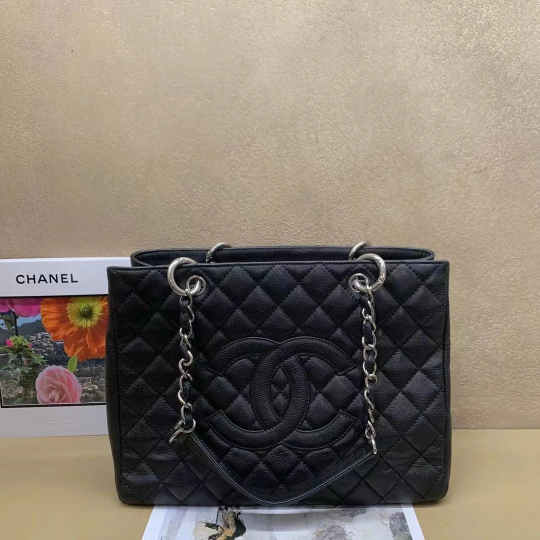 95新 Chanel/香奈儿 susu/黑银荔枝单肩包 12开 42147812