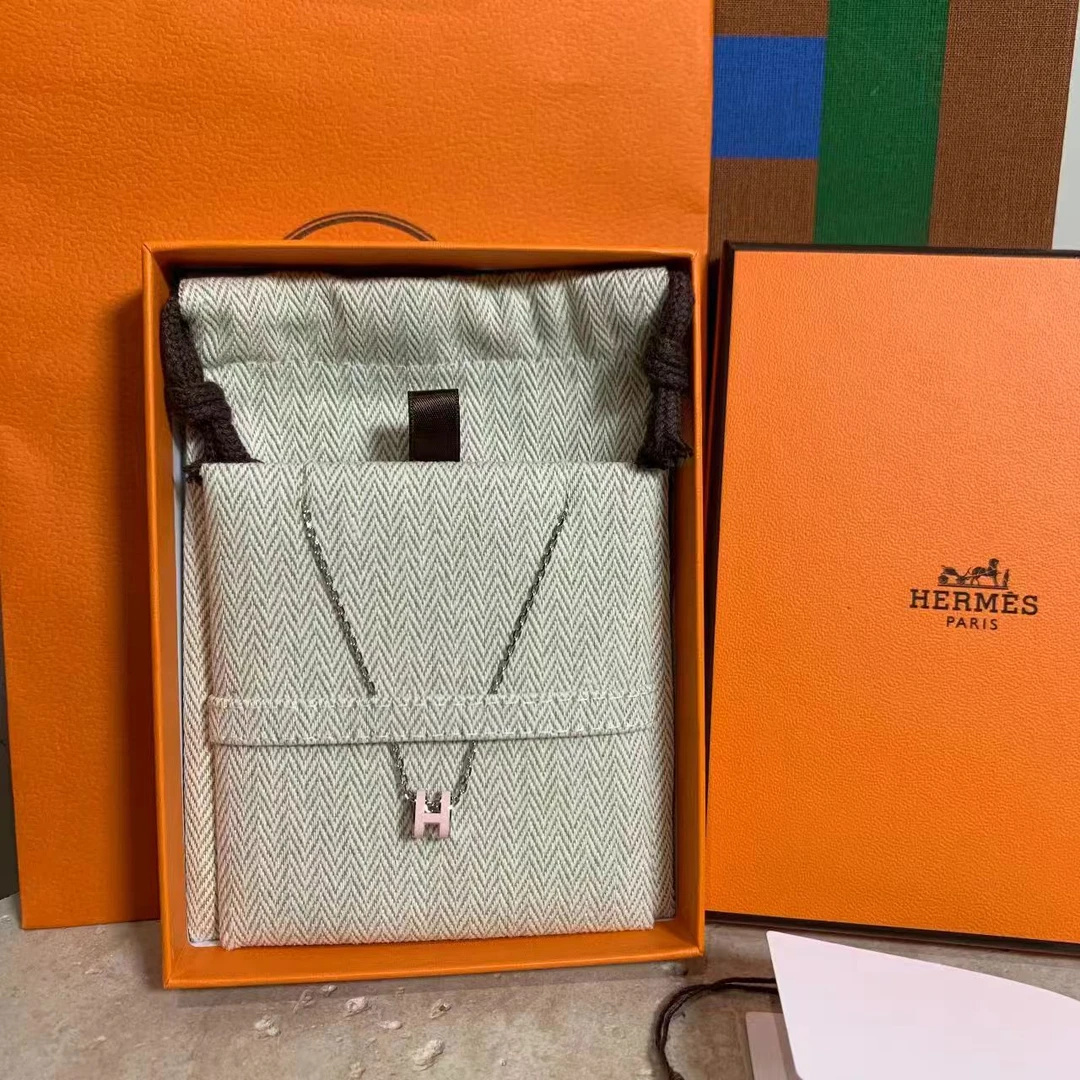 99新 Hermes/爱马仕 Hermes 糖衣粉pop h项链 mini HEAE 74487595