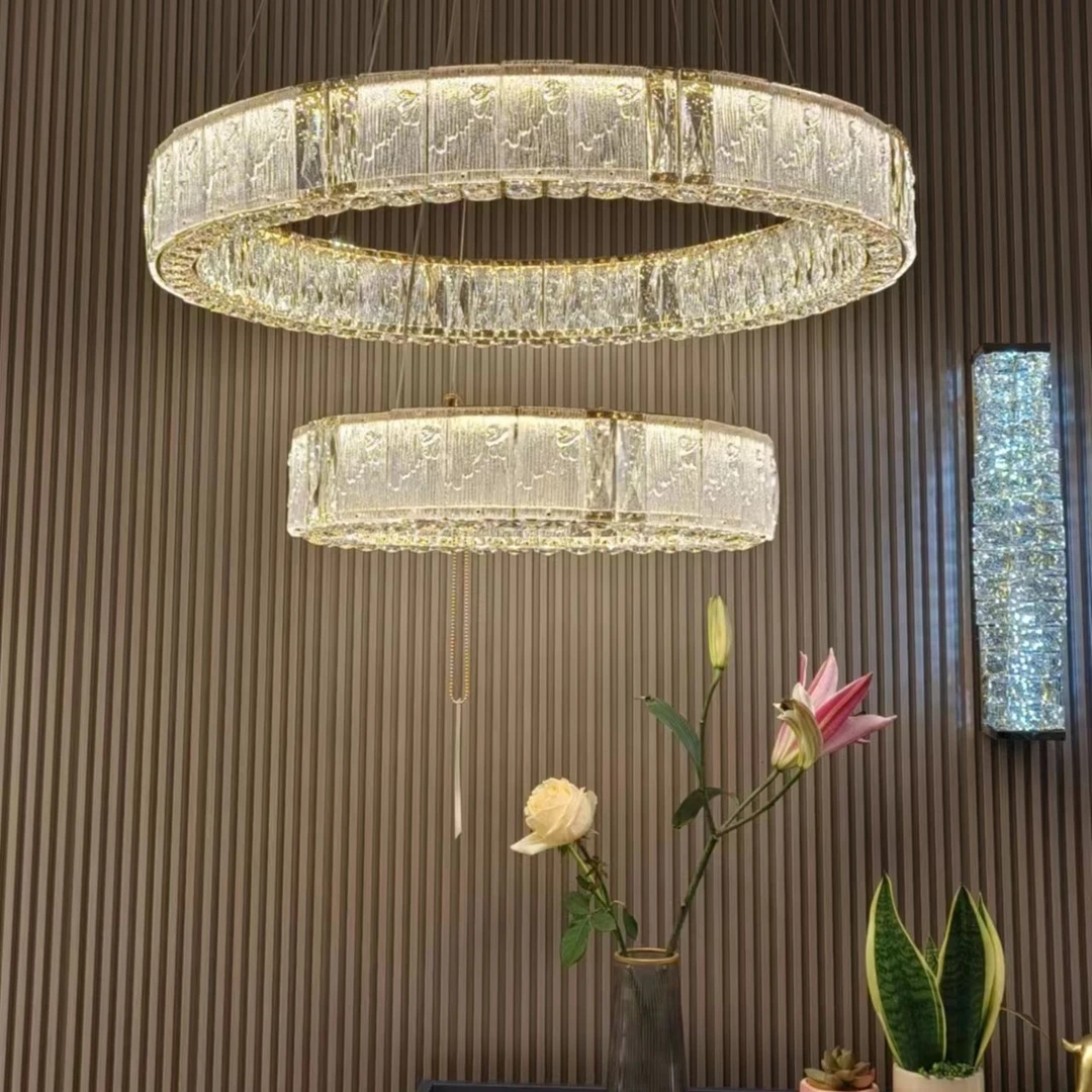 灯饰灯具2023新款式轻奢美式水晶灯灯具搭配灯现代水晶灯法式圆形