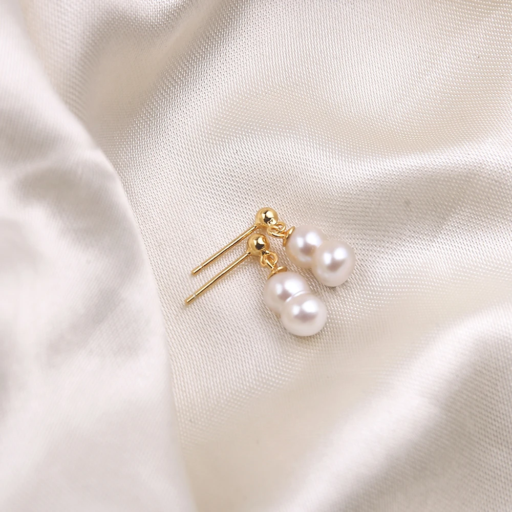 天然淡水珍珠 小葫芦款S925银针耳钉