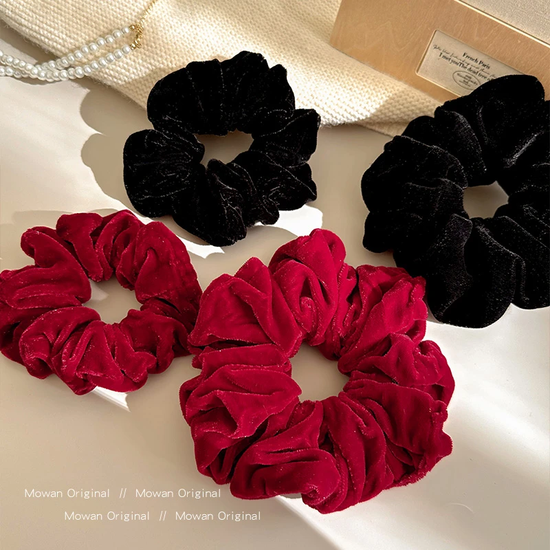 韩版简约丝绒大肠发圈女高级感扎马尾头绳发绳女2025新款优雅发饰