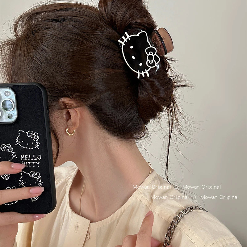 可爱少女心kt猫发夹后脑勺2025新款小号鲨鱼夹高级感头饰夹子发卡