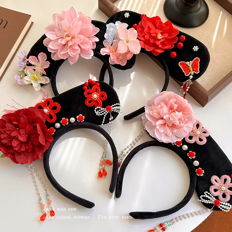 宫廷格格发箍女童汉服头饰发捆洗脸甄嬛传贵妃旗洗脸防滑新款头箍