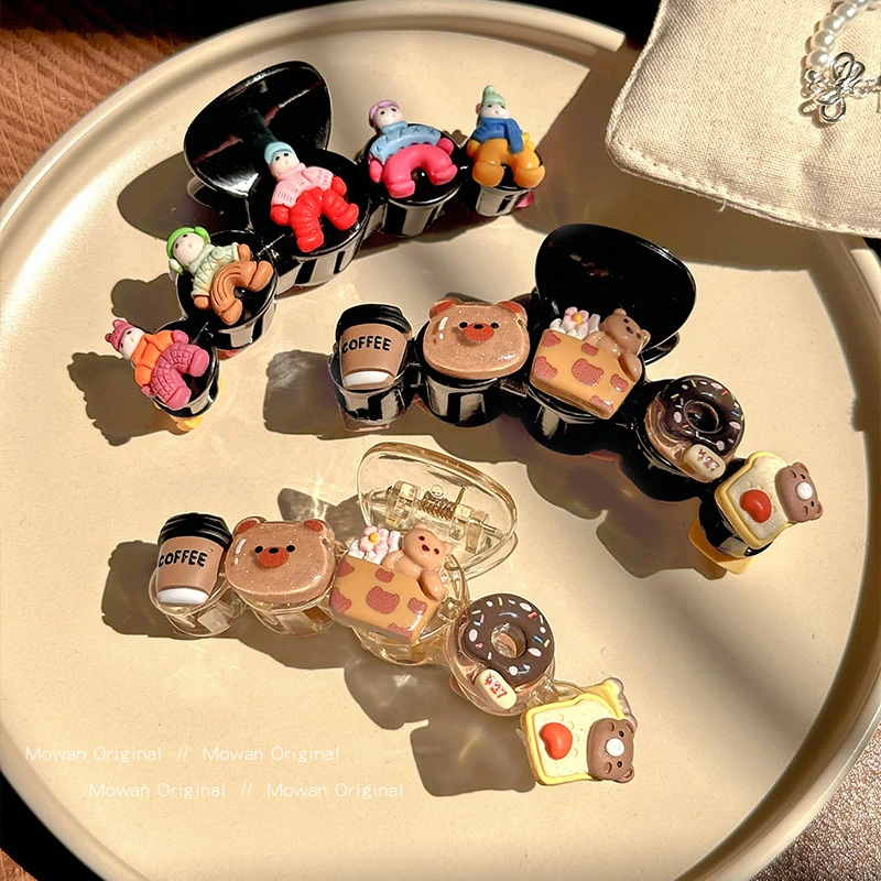 小吃货~卡通饼干大号抓夹女 2025新款后脑勺鲨鱼夹子发夹头饰发卡