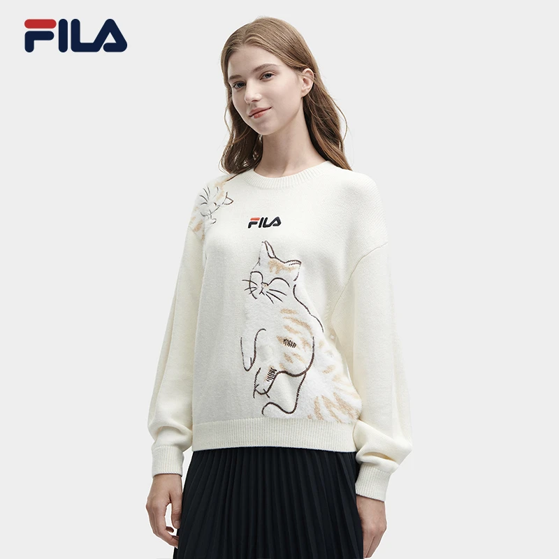 Fila/斐乐【绵羊毛圆领毛衫】女子秋冬时尚休闲风宽松亲肤套头毛衣