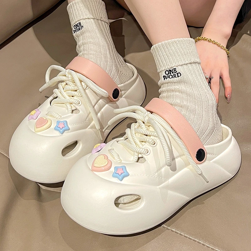 优遇家洞洞鞋情侣夏季外穿厚底防滑沙滩包头凉拖鞋