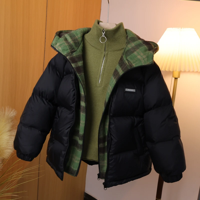 班贝纳【现货】假两件羽绒服男童连帽拼接90白鸭绒款秋冬儿童C1461